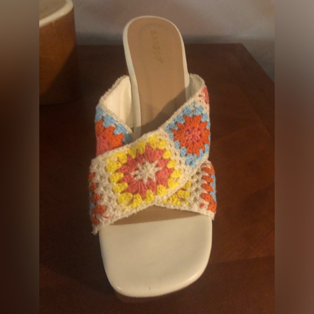 BAMBOO Multicolor Crochet Platform Wedge Sandals - Picture 3 of 4